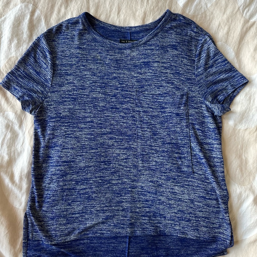 Rag & Bone Blue Heather Short Sleeve Top